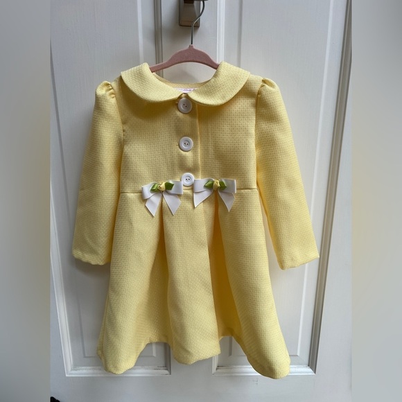 Bonnie Baby Other - NWOT Bonnie Baby 24M Yellow and White Bow Lightweight Formal Long Coat